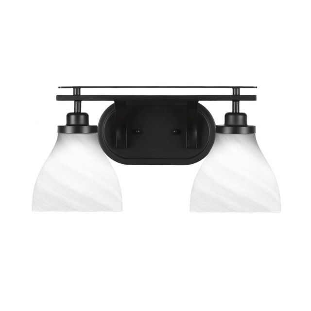Toltec Lighting 2612-MB-4761 Odyssey 2 Light 17 inch Bath Bar in Matte Black with White Marble Glass