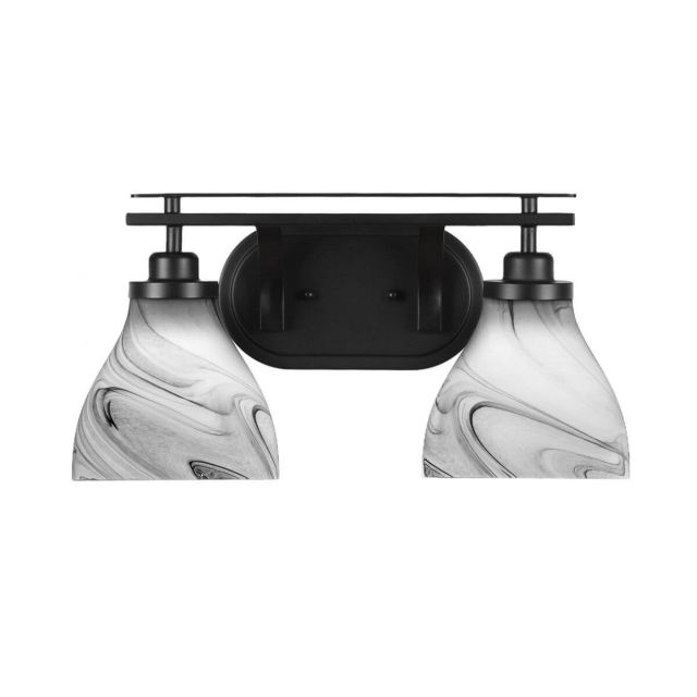 Toltec Lighting Odyssey 2 Light 17 inch Bath Bar in Matte Black with Onyx Swirl Glass 2612-MB-4769