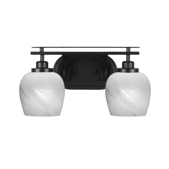 Toltec Lighting 2612-MB-4811 Odyssey 2 Light 17 inch Bath Bar in Matte Black with White Marble Glass