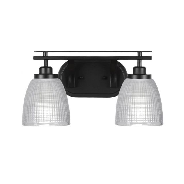 Toltec Lighting Odyssey 2 Light 16 inch Bath Bar in Matte Black with Clear Ribbed Glass 2612-MB-500