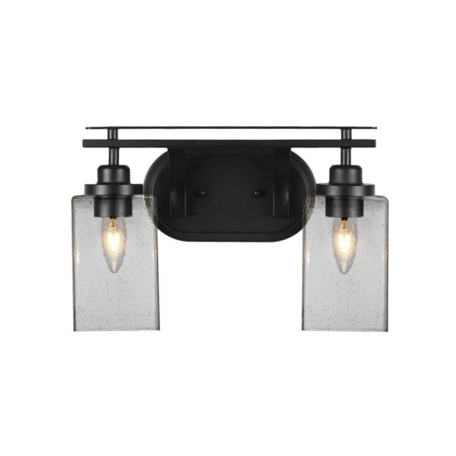 Toltec Lighting Odyssey 2 Light 15 inch Bath Bar in Matte Black with Clear Bubble Glass 2612-MB-530