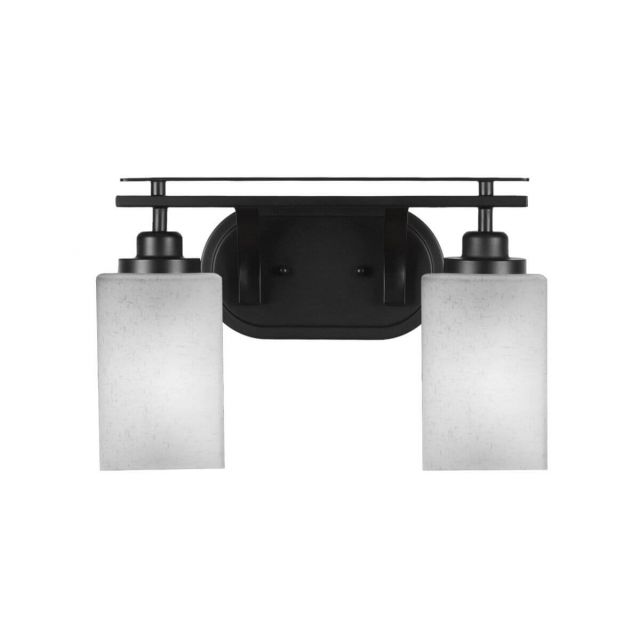 Toltec Lighting 2612-MB-531 Odyssey 2 Light 15 inch Bath Bar in Matte Black with White Muslin Glass