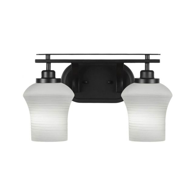 Toltec Lighting Odyssey 2 Light 16 inch Bath Bar in Matte Black with Zilo White Linen Glass 2612-MB-681