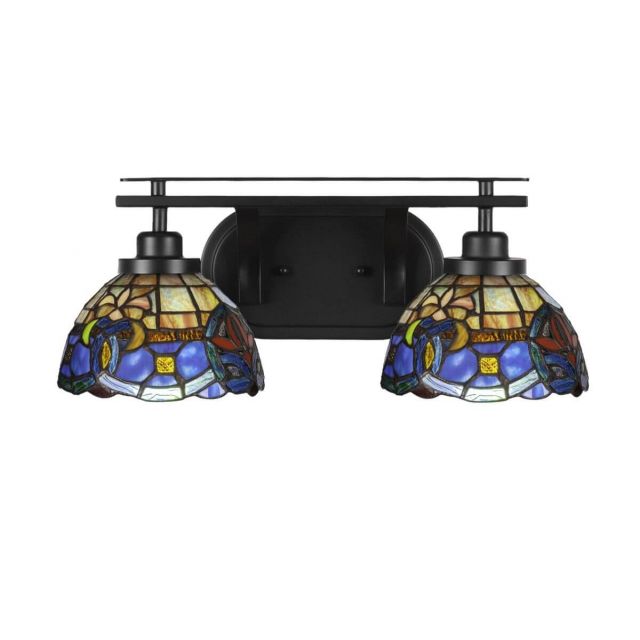 Toltec Lighting Odyssey 2 Light 18 inch Bath Bar in Matte Black with Sierra Art Glass 2612-MB-9355