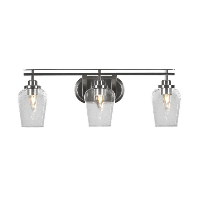 Toltec Lighting Odyssey 3 Light 27 inch Bath Bar in Brushed Nickel with Clear Bubble Glass 2613-BN-210