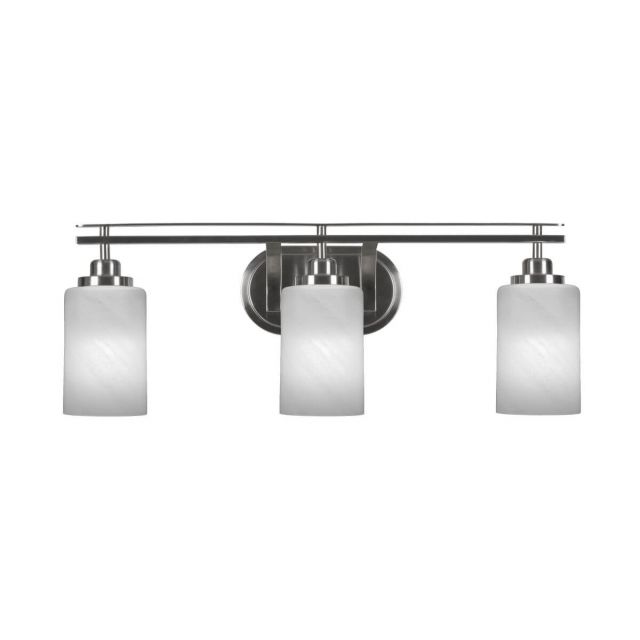 Toltec Lighting 2613-BN-3001 Odyssey 3 Light 26 inch Bath Bar in Brushed Nickel with White Marble Glass