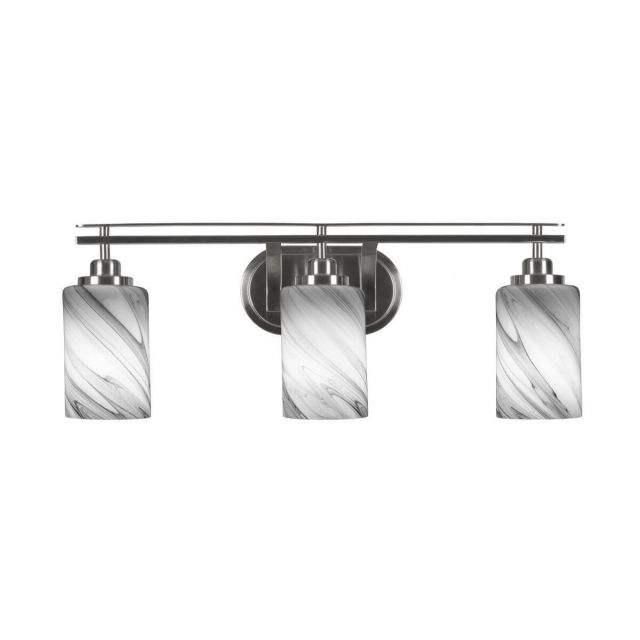 Toltec Lighting 2613-BN-3009 Odyssey 3 Light 26 inch Bath Bar in Brushed Nickel with Onyx Swirl Glass