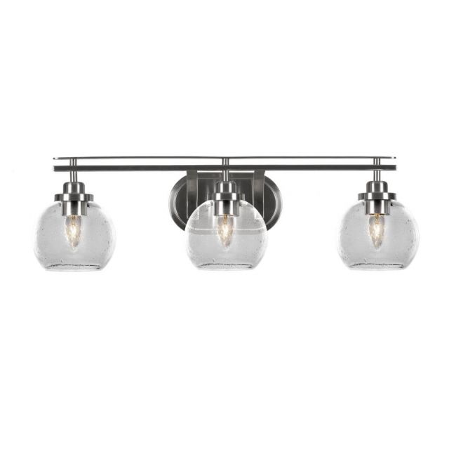 Toltec Lighting Odyssey 3 Light 28 inch Bath Bar in Brushed Nickel with Clear Bubble Glass 2613-BN-4100