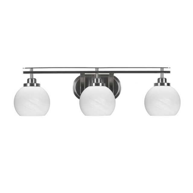 Toltec Lighting Odyssey 3 Light 28 inch Bath Bar in Brushed Nickel with White Marble Glass 2613-BN-4101