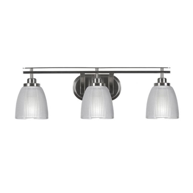 Toltec Lighting 2613-BN-500 Odyssey 3 Light 27 inch Bath Bar in Brushed Nickel with Clear Ribbed Glass