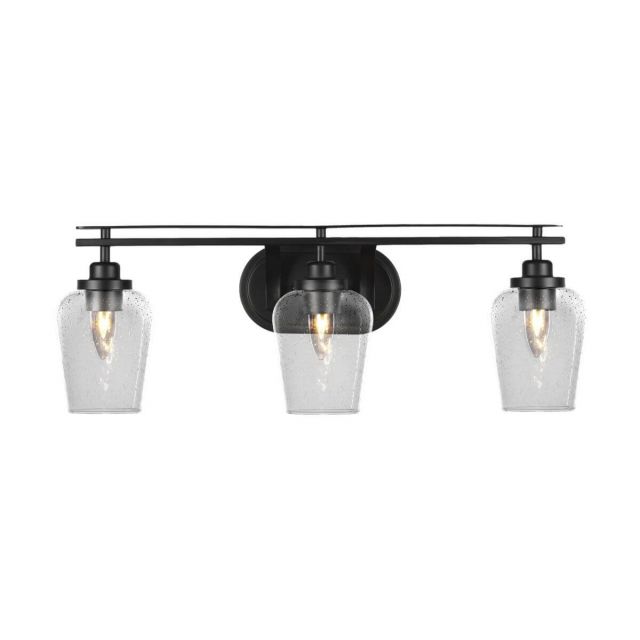 Toltec Lighting Odyssey 3 Light 27 inch Bath Bar in Matte Black with Clear Bubble Glass 2613-MB-210
