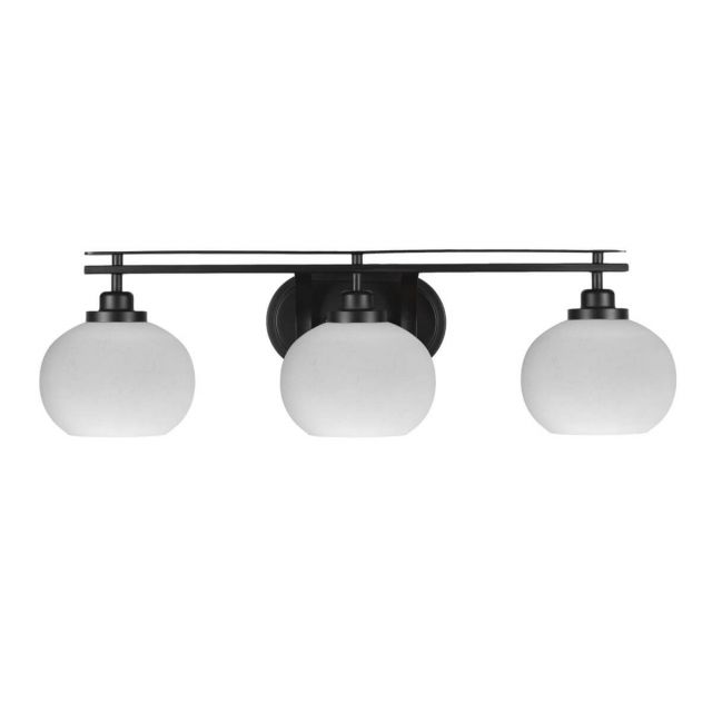 Toltec Lighting 2613-MB-212 Odyssey 3 Light 29 inch Bath Bar in Matte Black with White Muslin Glass