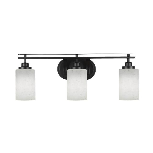 Toltec Lighting 2613-MB-310 Odyssey 3 Light 26 inch Bath Bar in Matte Black with White Muslin Glass