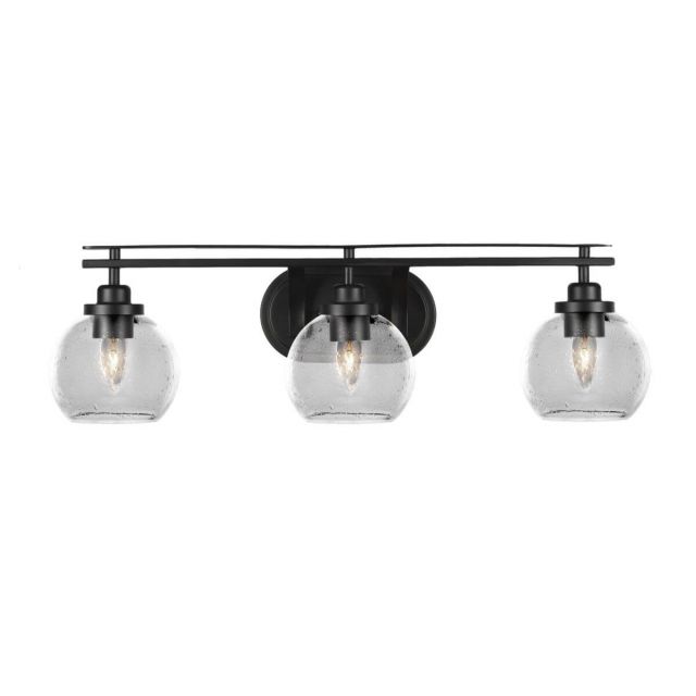 Toltec Lighting Odyssey 3 Light 28 inch Bath Bar in Matte Black with Clear Bubble Glass 2613-MB-4100