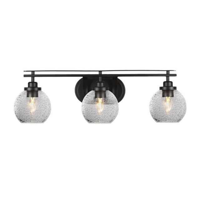 Toltec Lighting Odyssey 3 Light 28 inch Bath Bar in Matte Black with Smoke Bubble Glass 2613-MB-4102