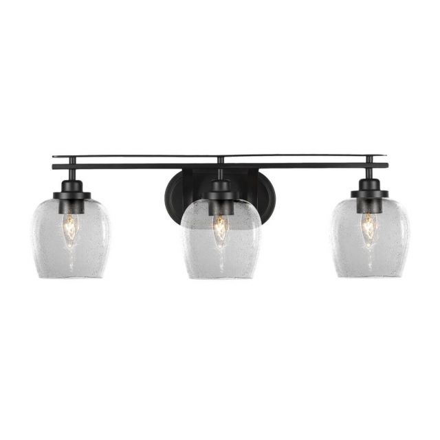 Toltec Lighting Odyssey 3 Light 28 inch Bath Bar in Matte Black with Clear Bubble Glass 2613-MB-4810
