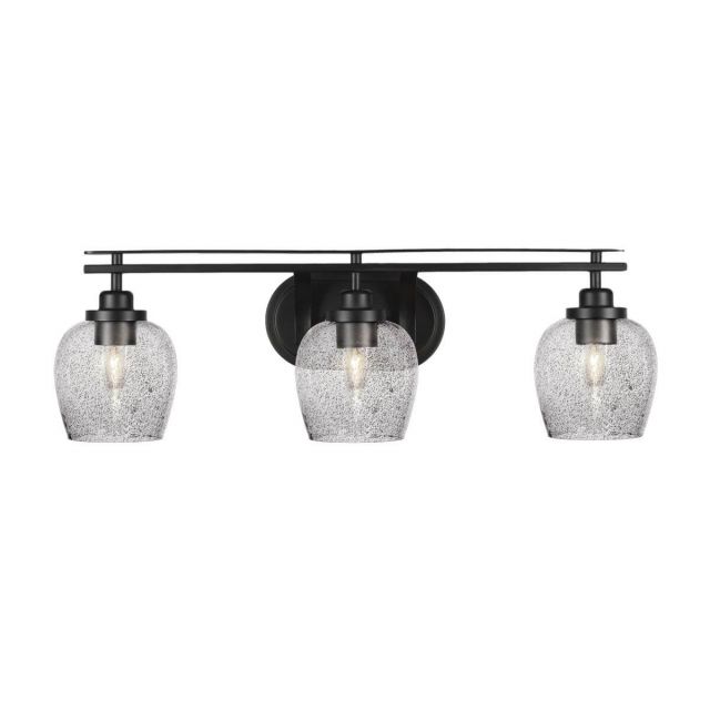 Toltec Lighting Odyssey 3 Light 28 inch Bath Bar in Matte Black with Smoke Bubble Glass 2613-MB-4812