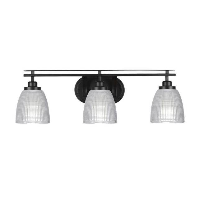 Toltec Lighting Odyssey 3 Light 27 inch Bath Bar in Matte Black with Clear Ribbed Glass 2613-MB-500