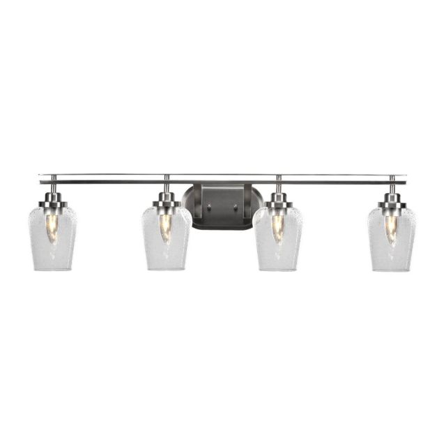 Toltec Lighting Odyssey 4 Light 38 inch Bath Bar in Brushed Nickel with Clear Bubble Glass 2614-BN-210