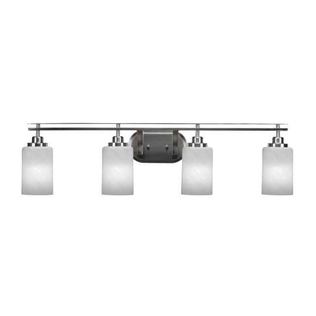 Toltec Lighting 2614-BN-3001 Odyssey 4 Light 37 inch Bath Bar in Brushed Nickel with White Marble Glass
