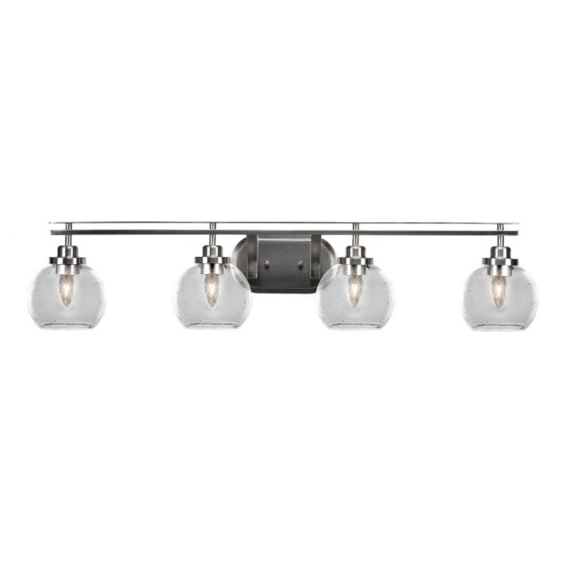 Toltec Lighting 2614-BN-4100 Odyssey 4 Light 39 inch Bath Bar in Brushed Nickel with Clear Bubble Glass