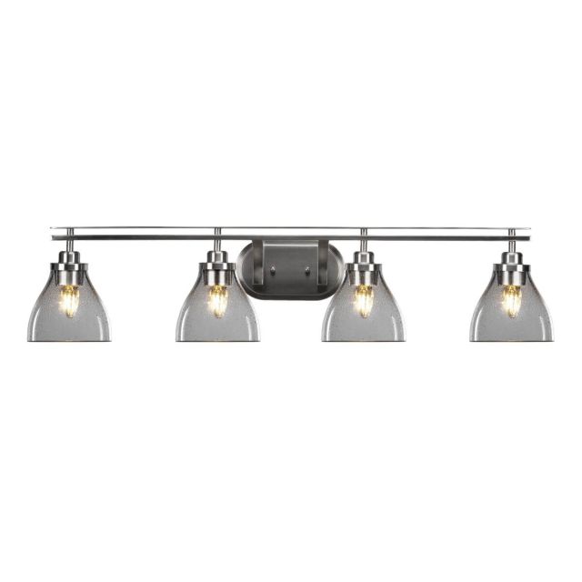 Toltec Lighting Odyssey 4 Light 40 inch Bath Bar in Brushed Nickel with Clear Bubble Glass 2614-BN-4760