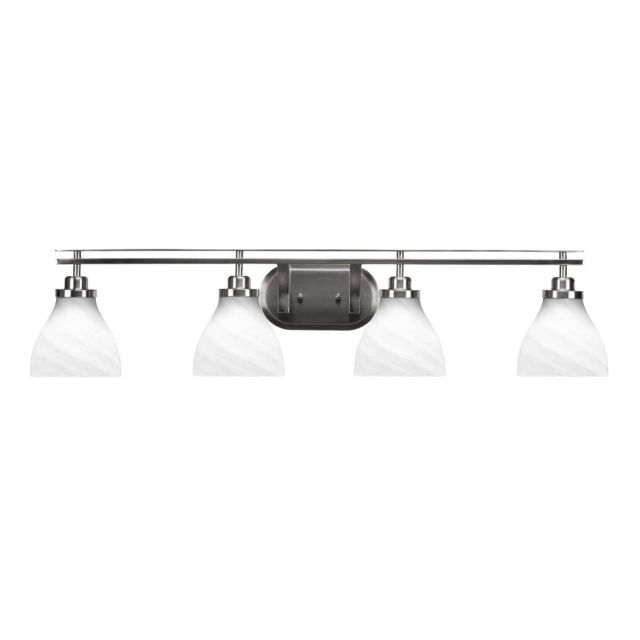 Toltec Lighting Odyssey 4 Light 40 inch Bath Bar in Brushed Nickel with White Marble Glass 2614-BN-4761