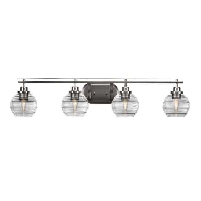 Toltec Lighting Odyssey 4 Light 39 inch Bath Bar in Brushed Nickel with Clear Ribbed Glass 2614-BN-5110