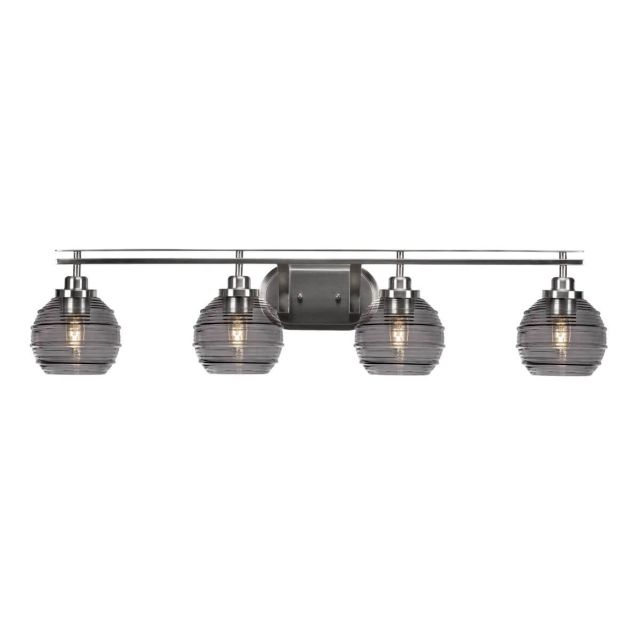Toltec Lighting 2614-BN-5112 Odyssey 4 Light 39 inch Bath Bar in Brushed Nickel with Smoke Ribbed Glass