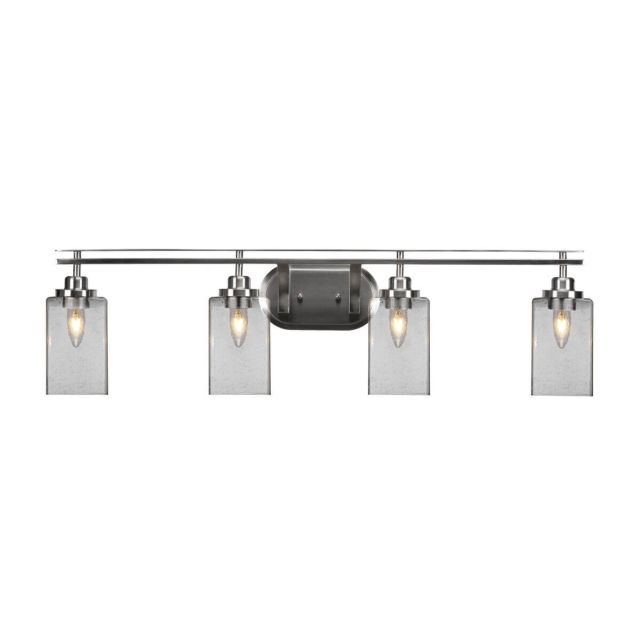 Toltec Lighting 2614-BN-530 Odyssey 4 Light 37 inch Bath Bar in Brushed Nickel with Clear Bubble Glass