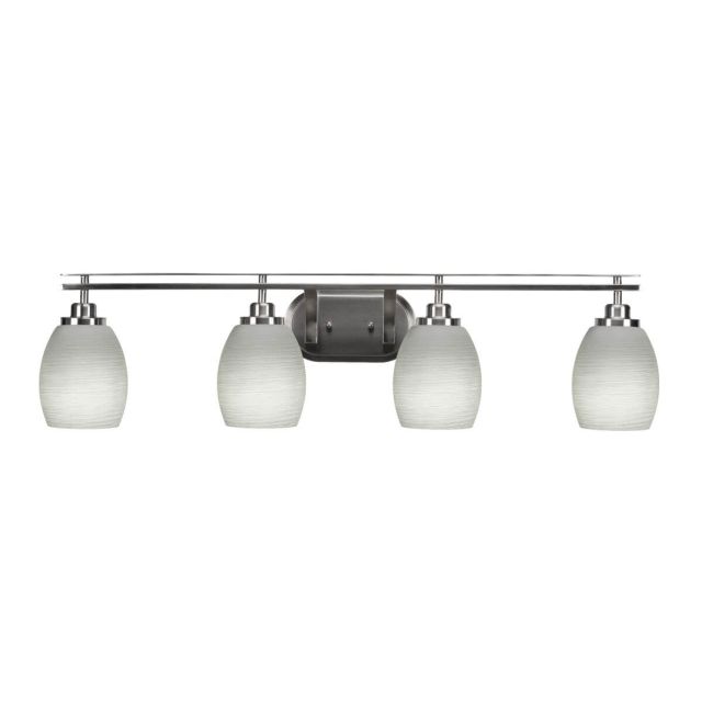 Toltec Lighting Odyssey 4 Light 38 inch Bath Bar in Brushed Nickel with White Linen Glass 2614-BN-615