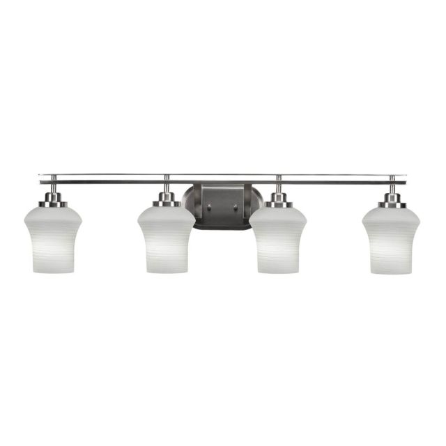 Toltec Lighting Odyssey 4 Light 38 inch Bath Bar in Brushed Nickel with Zilo White Linen Glass 2614-BN-681