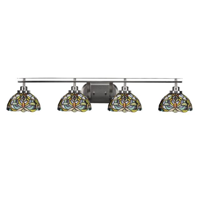Toltec Lighting 2614-BN-9905 Odyssey 4 Light 41 inch Bath Bar in Brushed Nickel with Kaleidoscope Art Glass