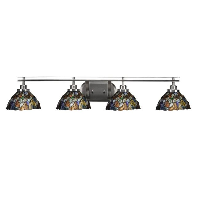 Toltec Lighting 2614-BN-9955 Odyssey 4 Light 41 inch Bath Bar in Brushed Nickel with Blue Mosaic Art Glass