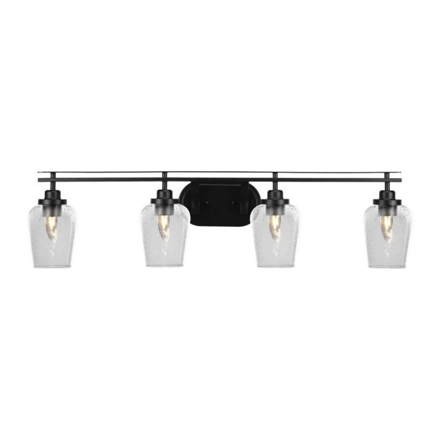 Toltec Lighting Odyssey 4 Light 38 inch Bath Bar in Matte Black with Clear Bubble Glass 2614-MB-210