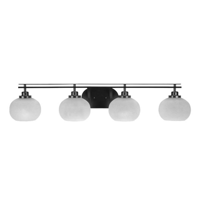 Toltec Lighting 2614-MB-212 Odyssey 4 Light 40 inch Bath Bar in Matte Black with White Muslin Glass