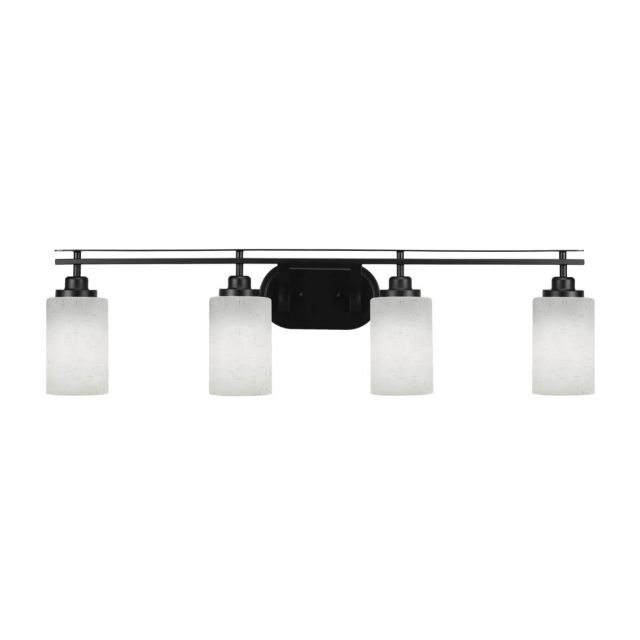 Toltec Lighting 2614-MB-310 Odyssey 4 Light 37 inch Bath Bar in Matte Black with White Muslin Glass