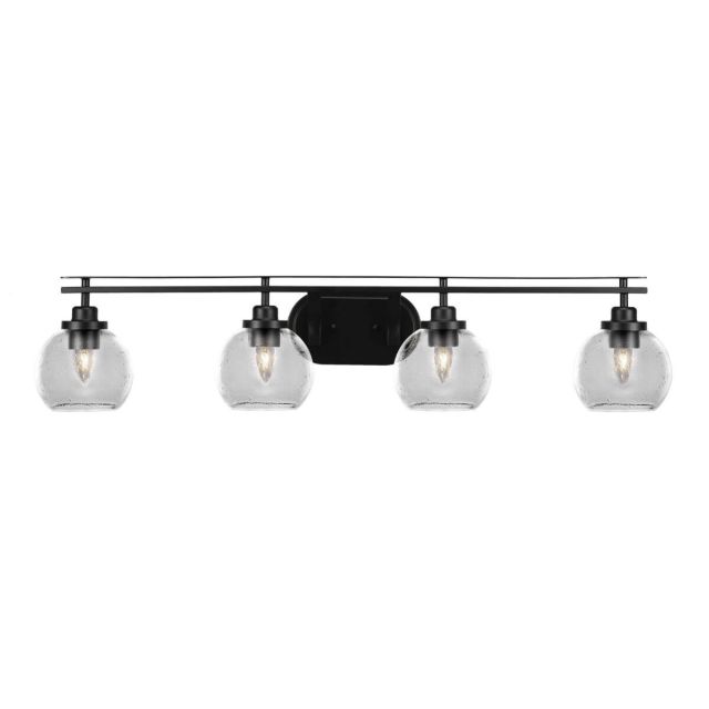 Toltec Lighting Odyssey 4 Light 39 inch Bath Bar in Matte Black with Clear Bubble Glass 2614-MB-4100