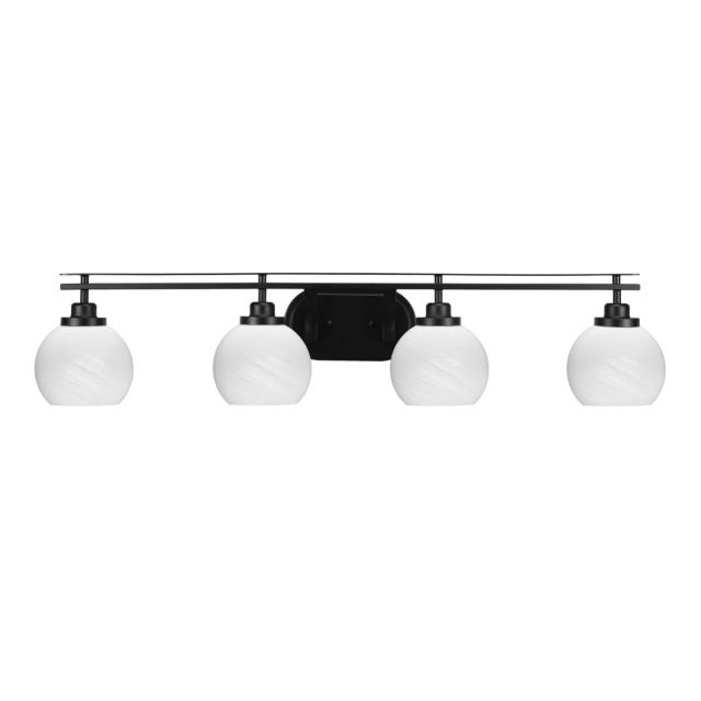 Toltec Lighting Odyssey 4 Light 39 inch Bath Bar in Matte Black with White Marble Glass 2614-MB-4101
