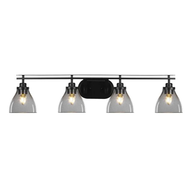 Toltec Lighting 2614-MB-4760 Odyssey 4 Light 40 inch Bath Bar in Matte Black with Clear Bubble Glass