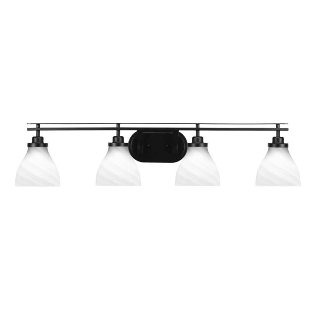 Toltec Lighting 2614-MB-4761 Odyssey 4 Light 40 inch Bath Bar in Matte Black with White Marble Glass