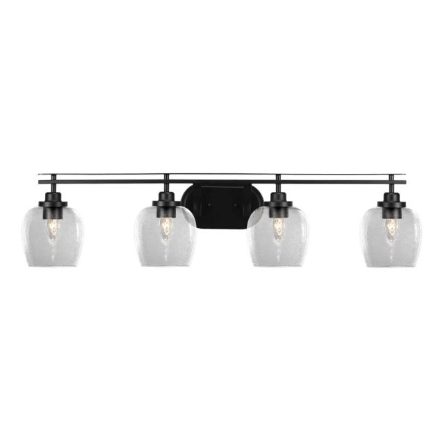 Toltec Lighting 2614-MB-4810 Odyssey 4 Light 39 inch Bath Bar in Matte Black with Clear Bubble Glass