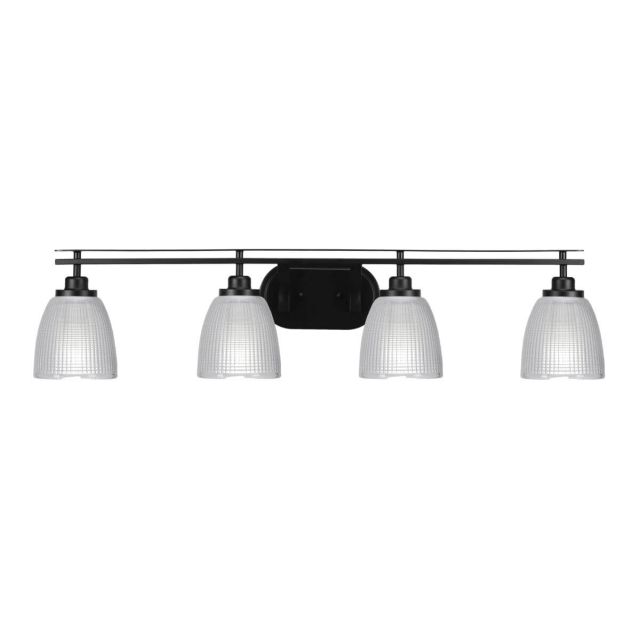 Toltec Lighting 2614-MB-500 Odyssey 4 Light 38 inch Bath Bar in Matte Black with Clear Ribbed Glass
