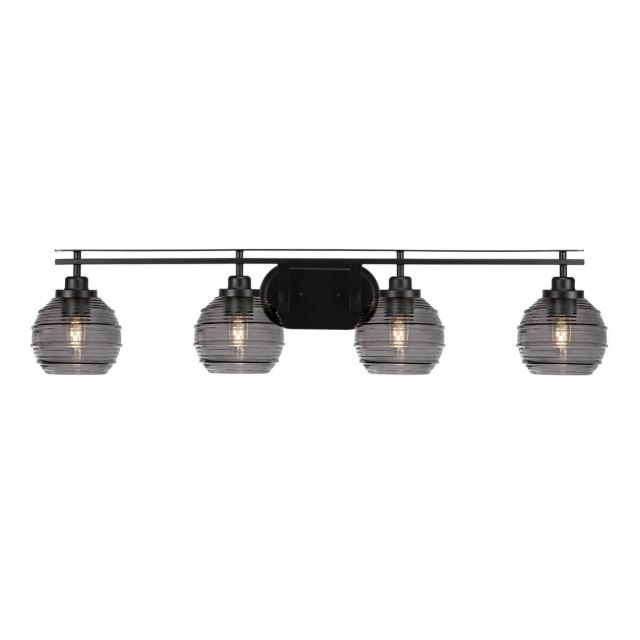 Toltec Lighting Odyssey 4 Light 39 inch Bath Bar in Matte Black with Smoke Ribbed Glass 2614-MB-5112