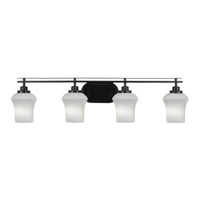 Toltec Lighting Odyssey 4 Light 38 inch Bath Bar in Matte Black with Zilo White Linen Glass 2614-MB-681