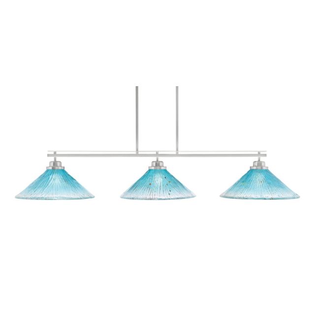 Toltec Lighting Odyssey 3 Light 55 inch Linear Light in Brushed Nickel with Teal Crystal Glass 2633-BN-715