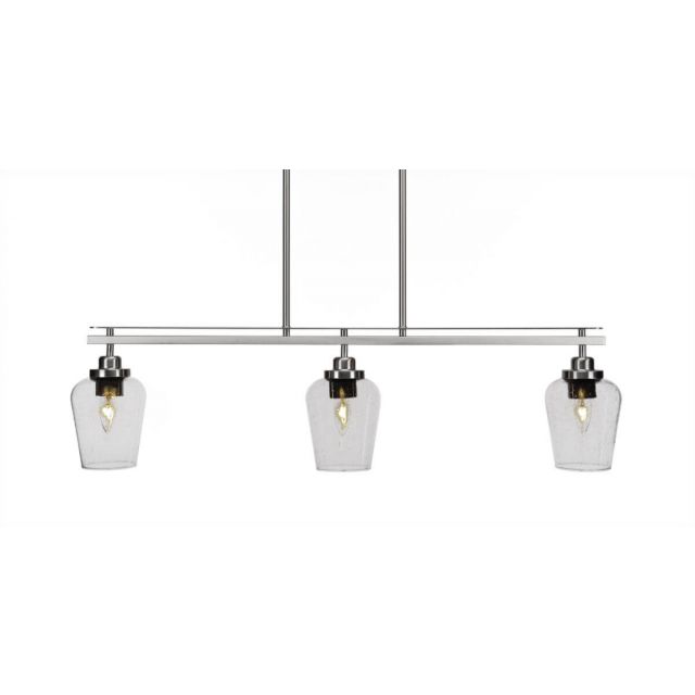 Toltec Lighting 2636-BN-210 Odyssey 3 Light 37 inch Island Light in Brushed Nickel with Clear Bubble Glass