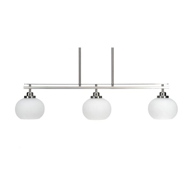 Toltec Lighting 2636-BN-212 Odyssey 3 Light 39 inch Island Light in Brushed Nickel with White Muslin Glass