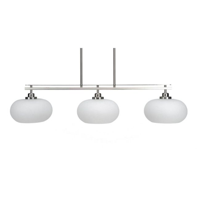 Toltec Lighting 2636-BN-214 Odyssey 3 Light 42 inch Island Light in Brushed Nickel with White Muslin Glass