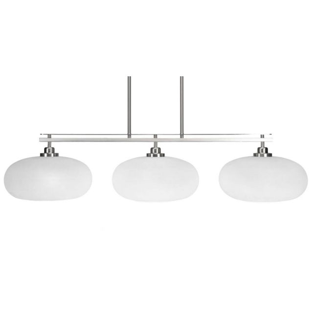 Toltec Lighting 2636-BN-216 Odyssey 3 Light 45 inch Island Light in Brushed Nickel with White Muslin Glass